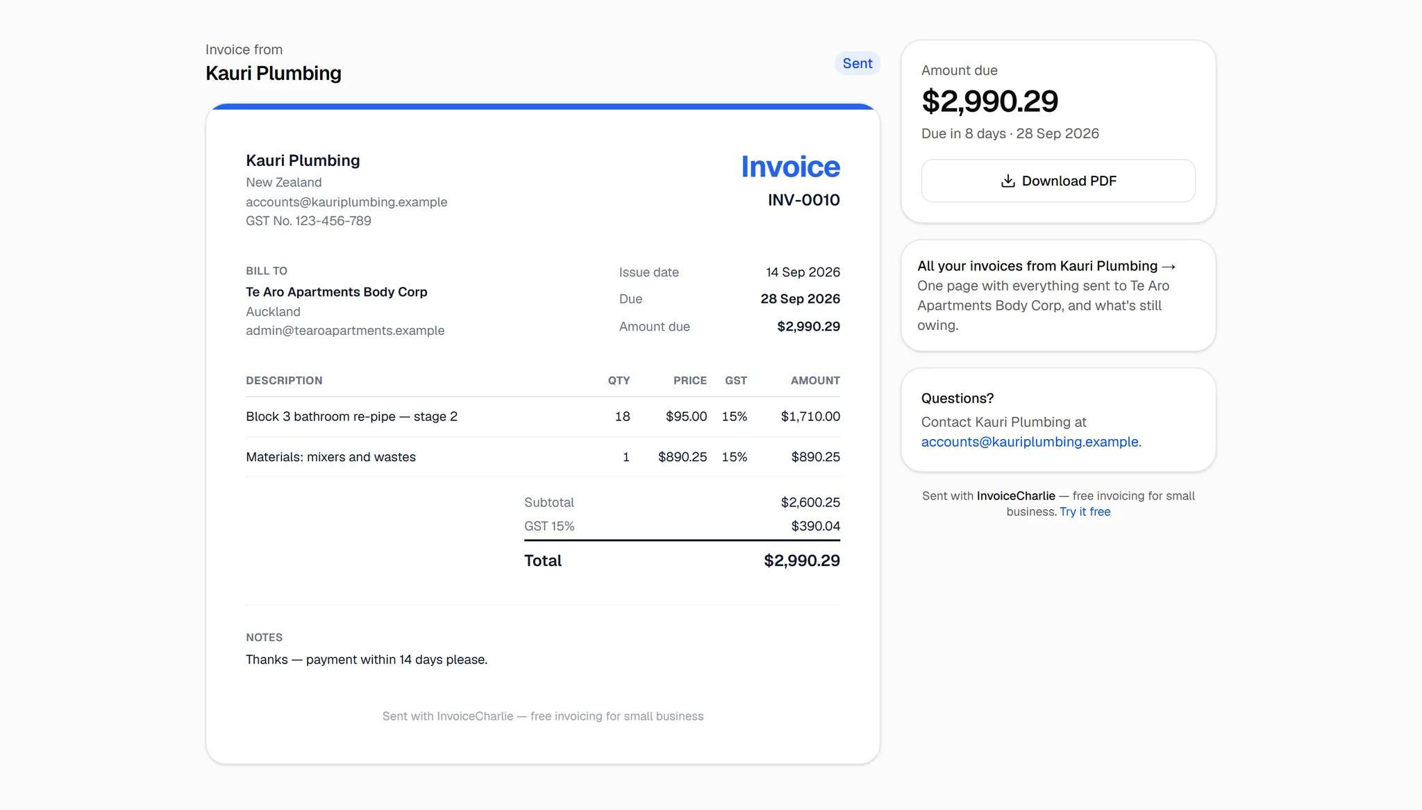 InvoiceCharlie — Free invoicing software for small business ...